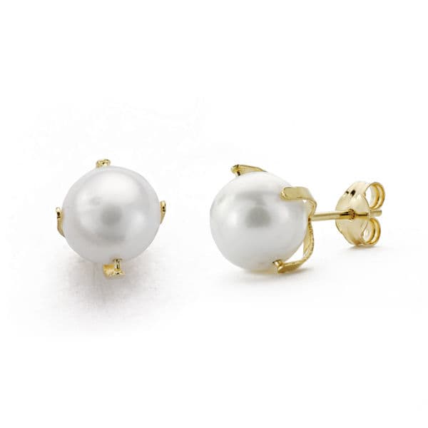 PENDIENTES ORO 9K PERLA 7 MM CON 4 PATILLAS 9K0740