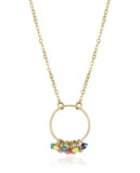 Collar De Acero IP Dorado, Con Cristales De Colores