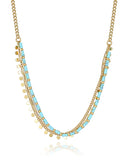 Collar De Acero IP Dorado, Cadena y Piedras Azules 14164C01014