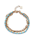 Pulsera De Acero Multiple Cadena y Piedras Azules 14164P01013