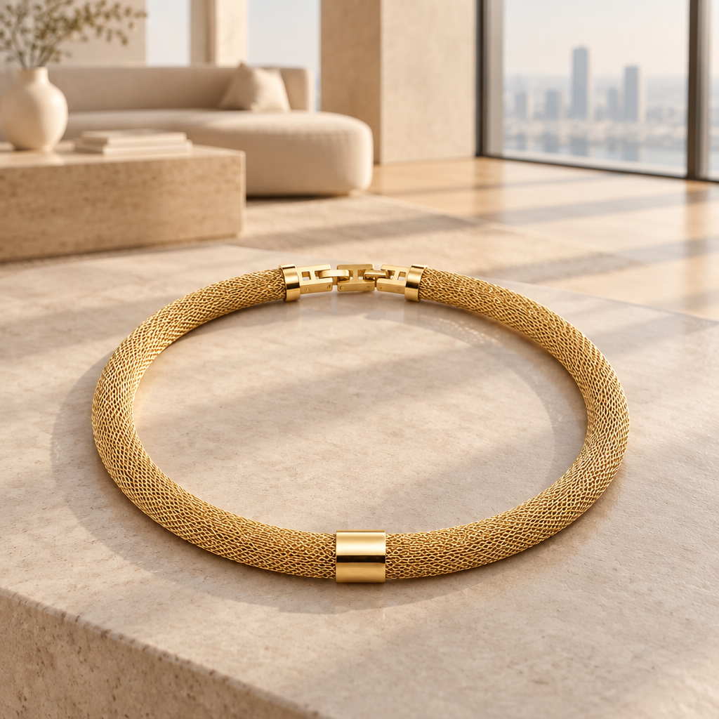 COLLAR DORADO MESH TUBULAR