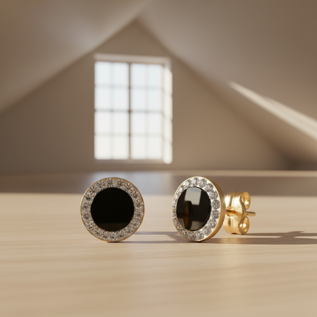 PENDIENTES ONIX CON PIEDRA 9K18489-ON