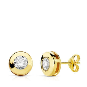 PENDIENTES ORO 18K AMARILLO CHATON 7 MM CIRCONITA 18727