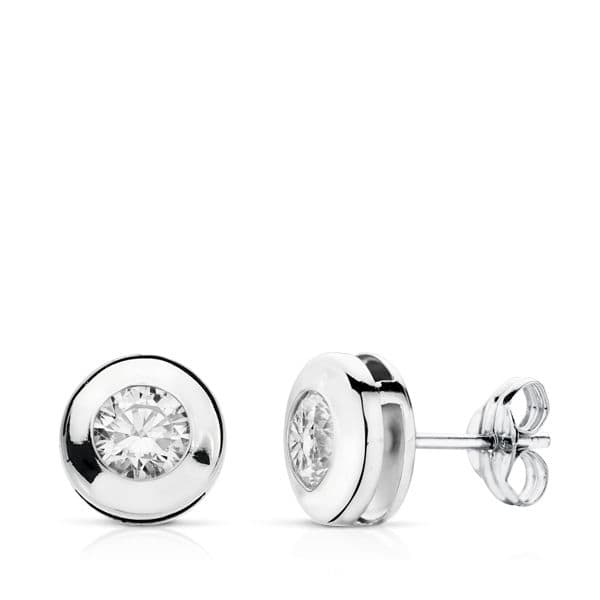 PENDIENTES ORO BLANCO 18K  CHATON 7MM  18728