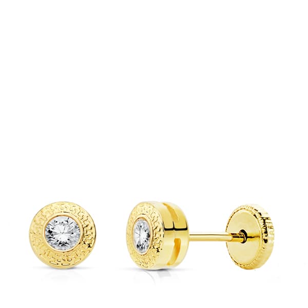 PENDIENTES CHATON GRECA 18K-P246