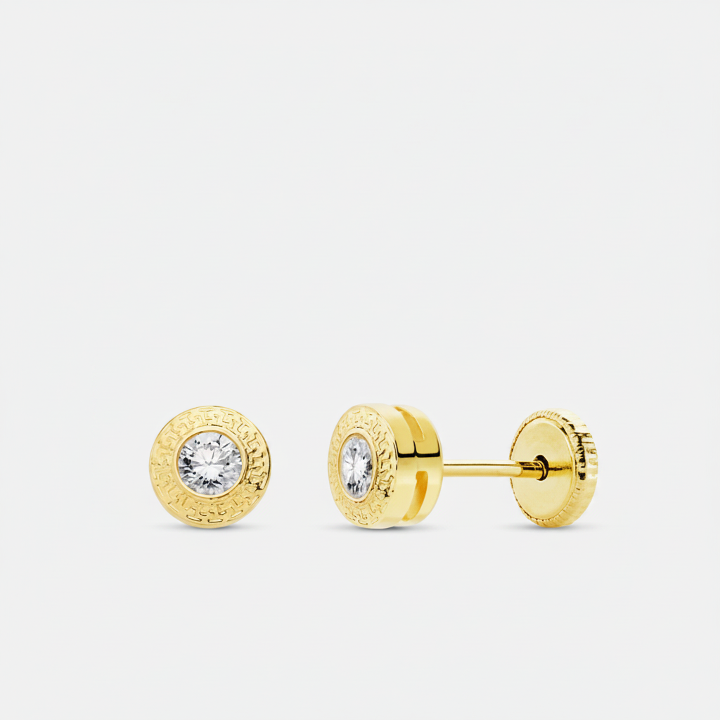 PENDIENTES CHATON GRECA 18K-P246