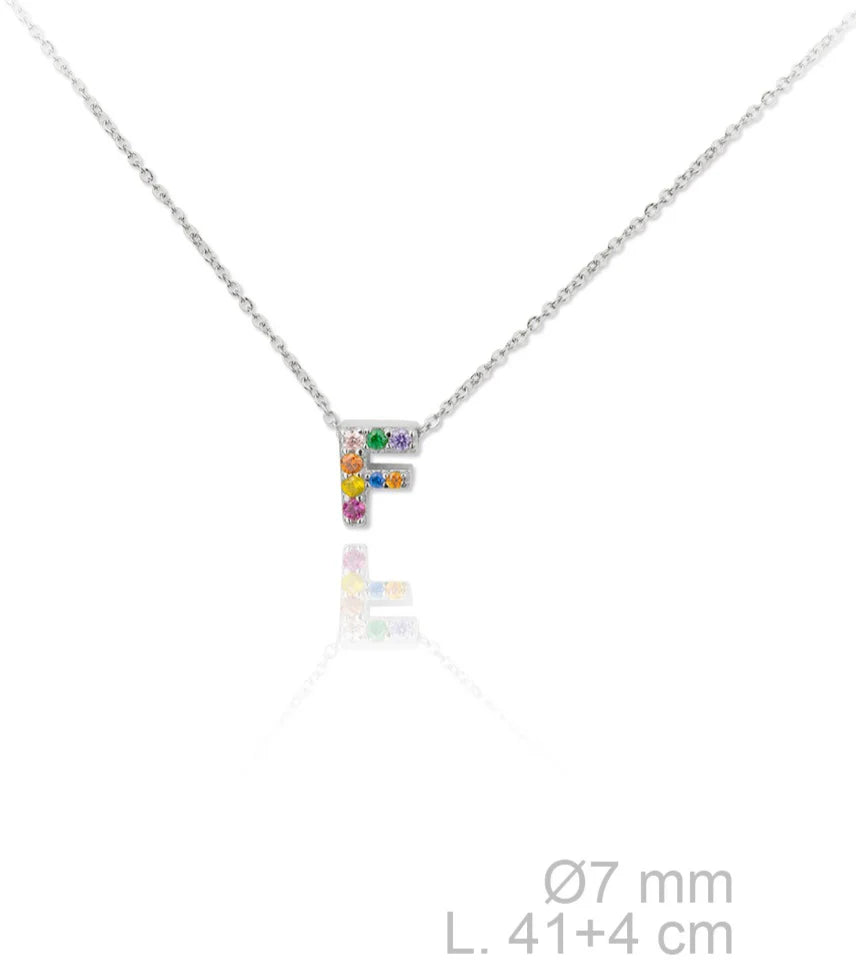 MINI INICIALES PLATA CIRCONITAS MULTICOLOR