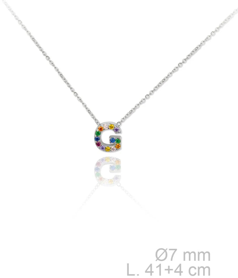 MINI INICIALES PLATA CIRCONITAS MULTICOLOR