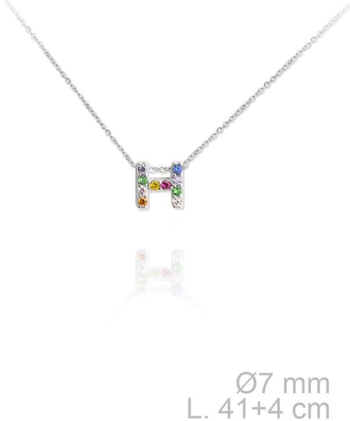 MINI INICIALES PLATA CIRCONITAS MULTICOLOR