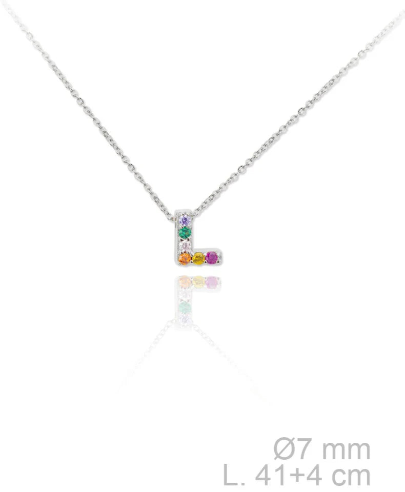 MINI INICIALES PLATA CIRCONITAS MULTICOLOR