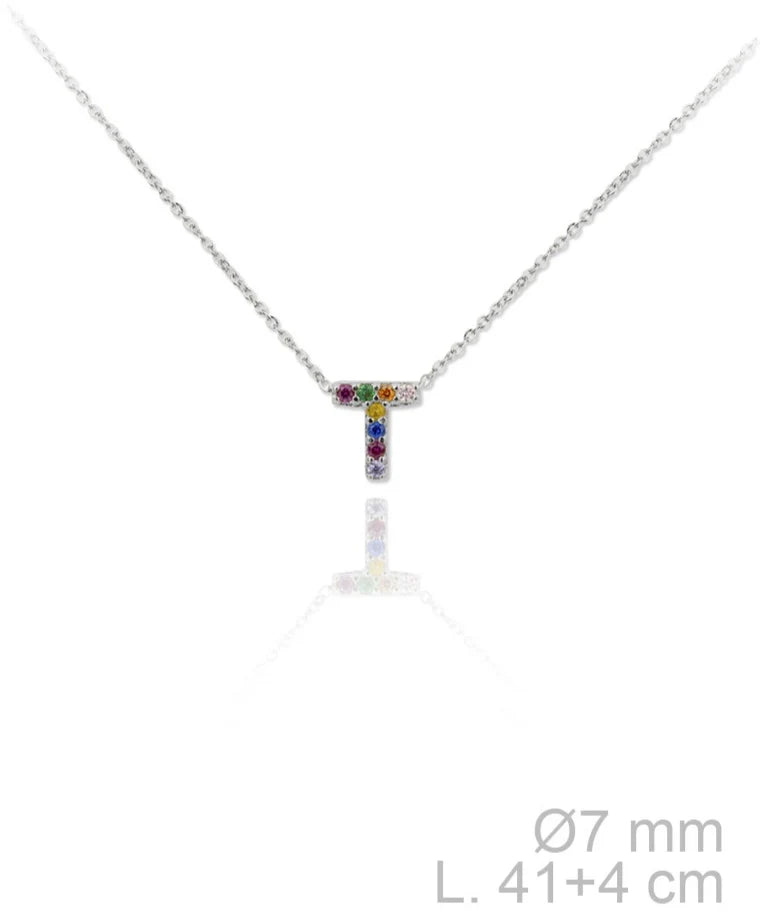 MINI INICIALES PLATA CIRCONITAS MULTICOLOR