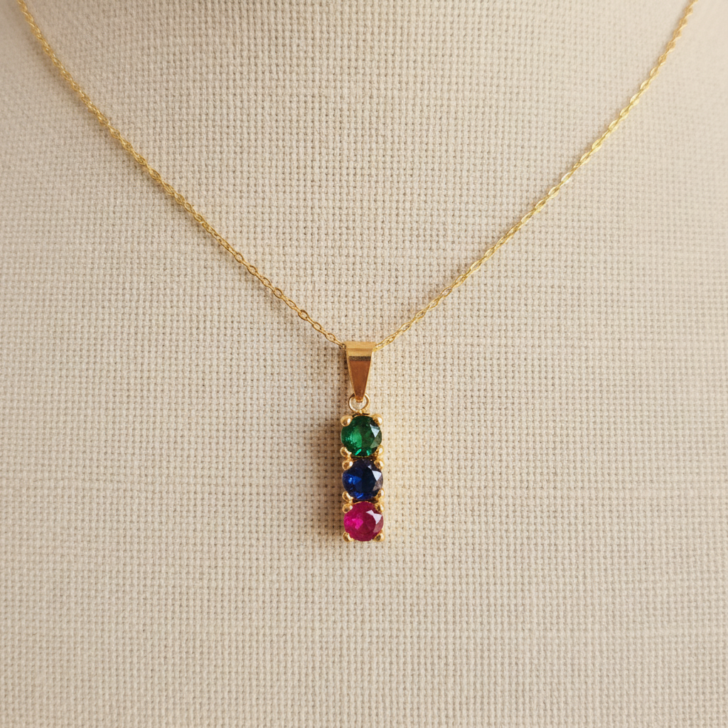 COLLAR ORO CIRCONITAS MULTICOLOR