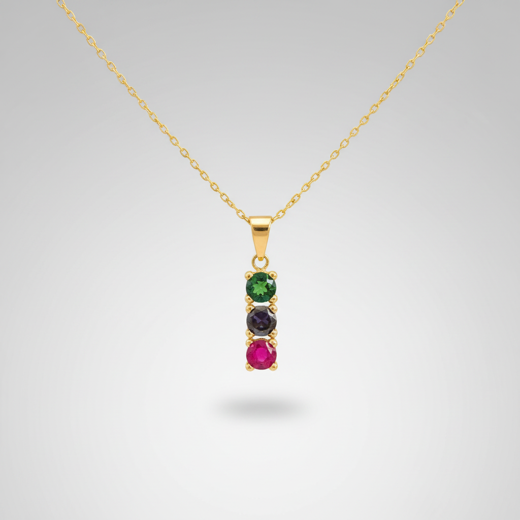 COLLAR ORO CIRCONITAS MULTICOLOR