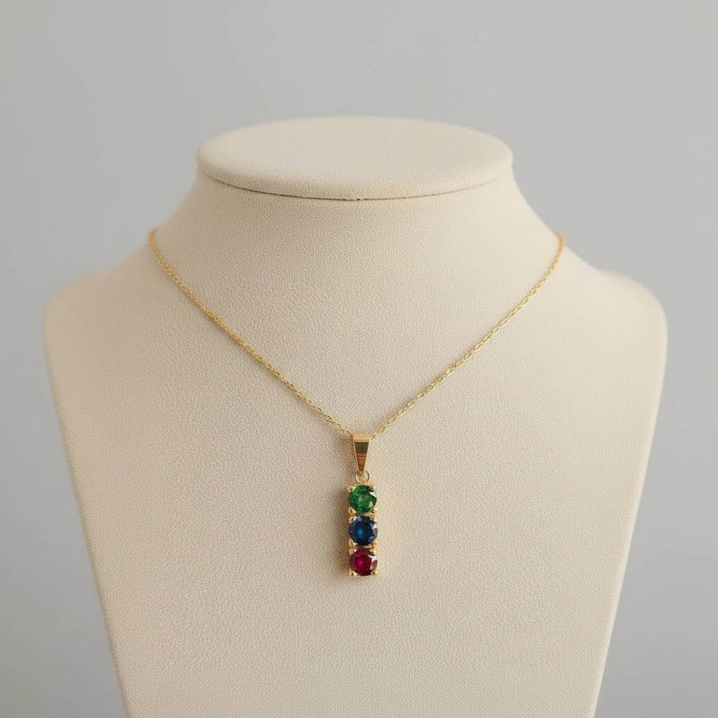 COLLAR ORO CIRCONITAS MULTICOLOR