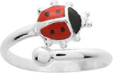 Anillo cruzado mariquita roja