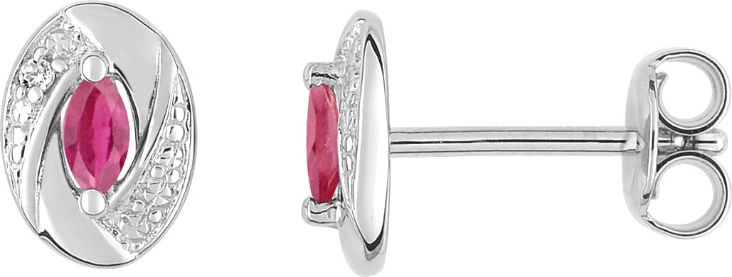 Pendiente Oval Color Rubí