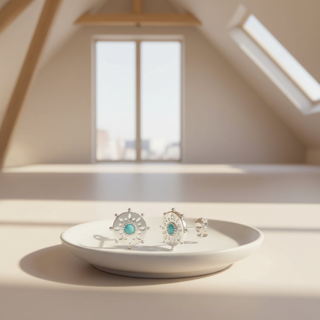 PENDIENTES MANDALA TURQUESA