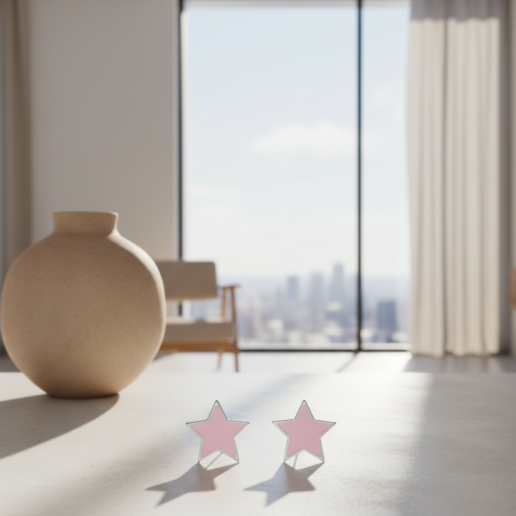 PENDIENTES ESTRELLAS ROSAS