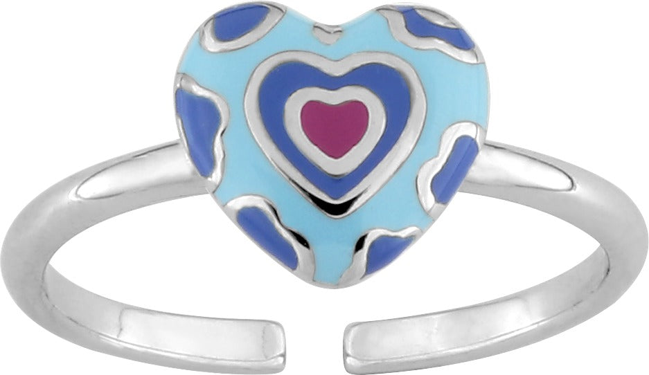Anillo Corazòn Azul y Rosa