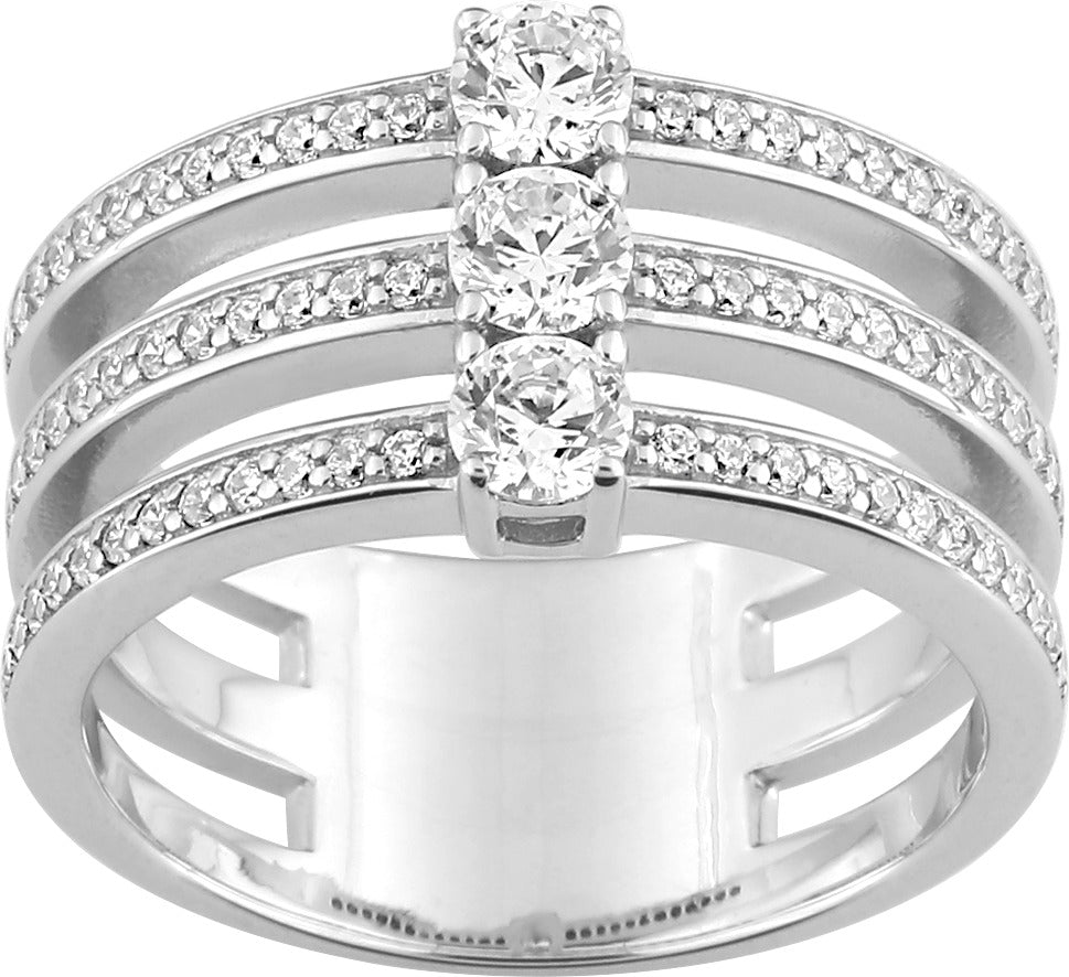 Anillo Triple Circonitas Plata de Ley