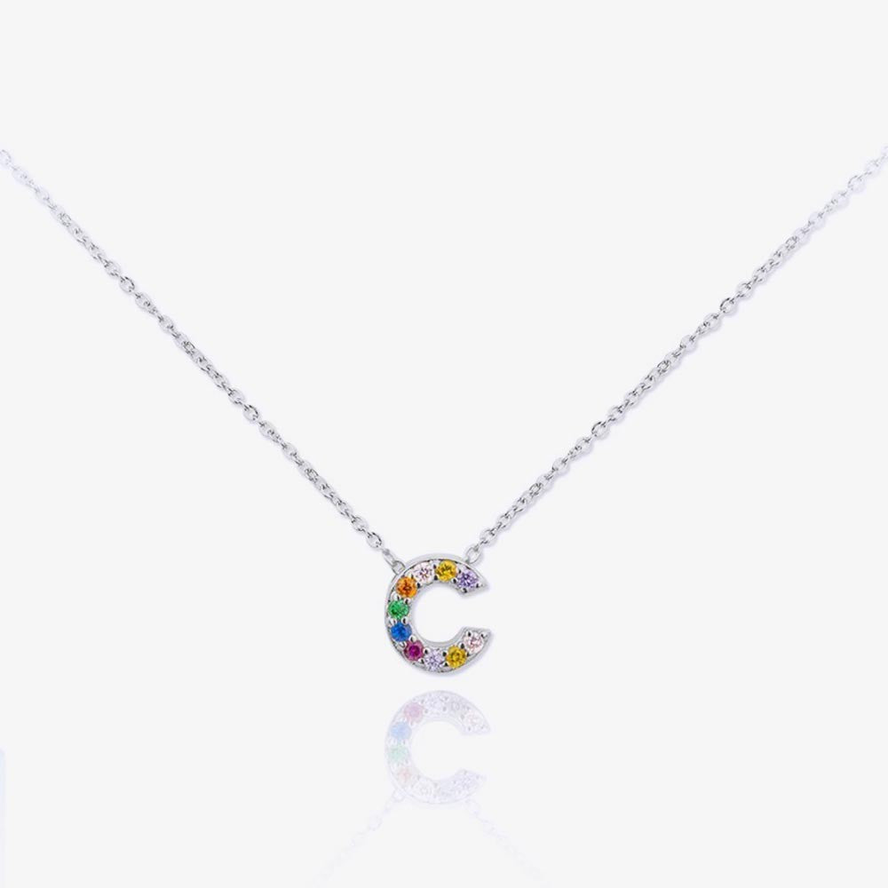 MINI INICIALES PLATA CIRCONITAS MULTICOLOR