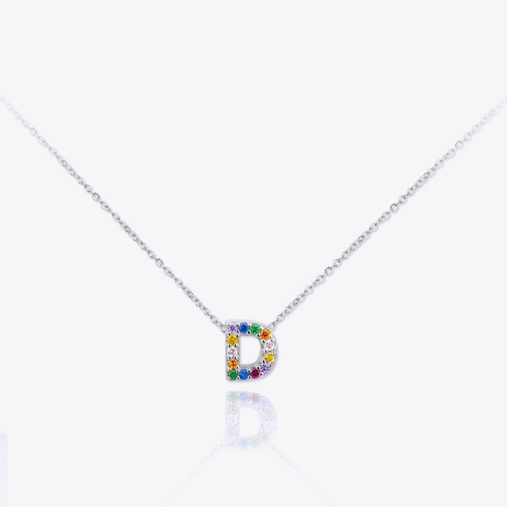 MINI INICIALES PLATA CIRCONITAS MULTICOLOR