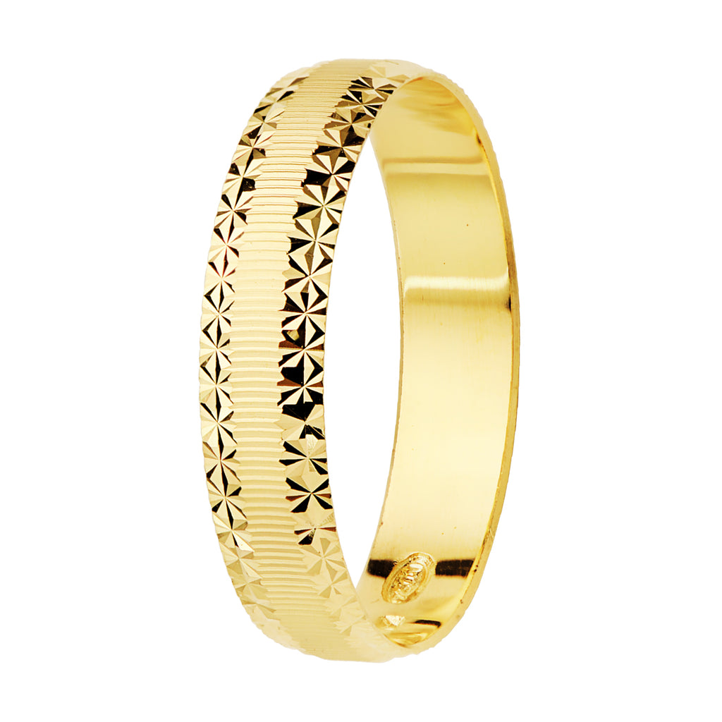 PAR ALIANZAS ORO AMARILLO MATE Y BORDES DIAMANTADOS