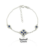Pulsera Plata de Ley Trebol Circonitas Azules