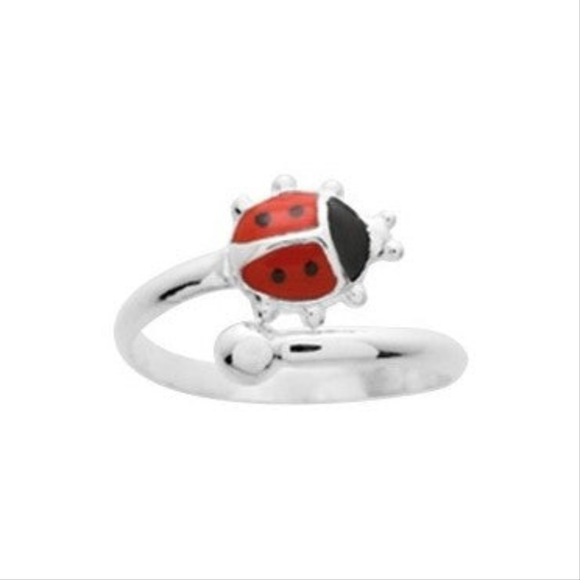 Anillo cruzado mariquita roja