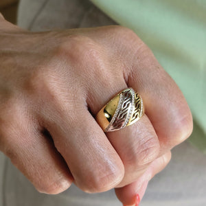 ANILLO BICOLOR CON GUARDA Y CIRCONITAS