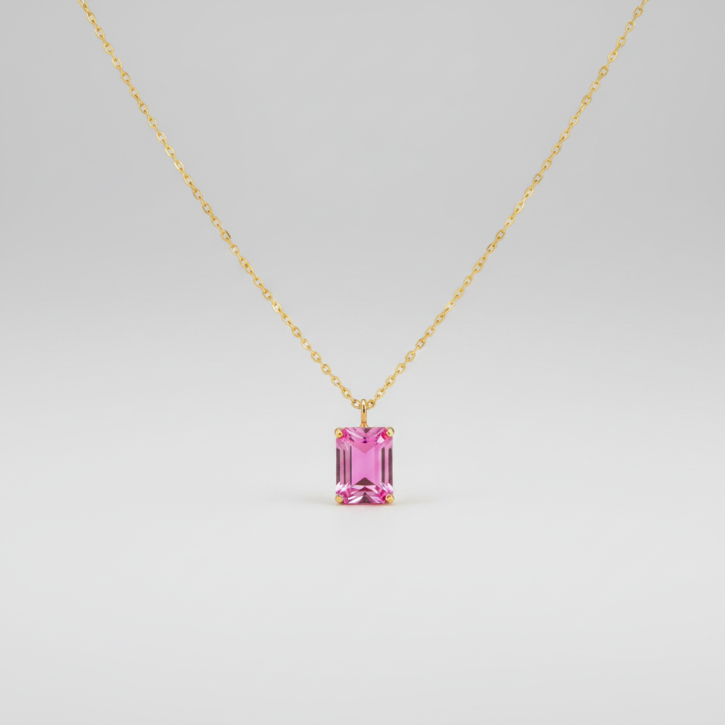 COLLAR ORO PIEDRA ROSA