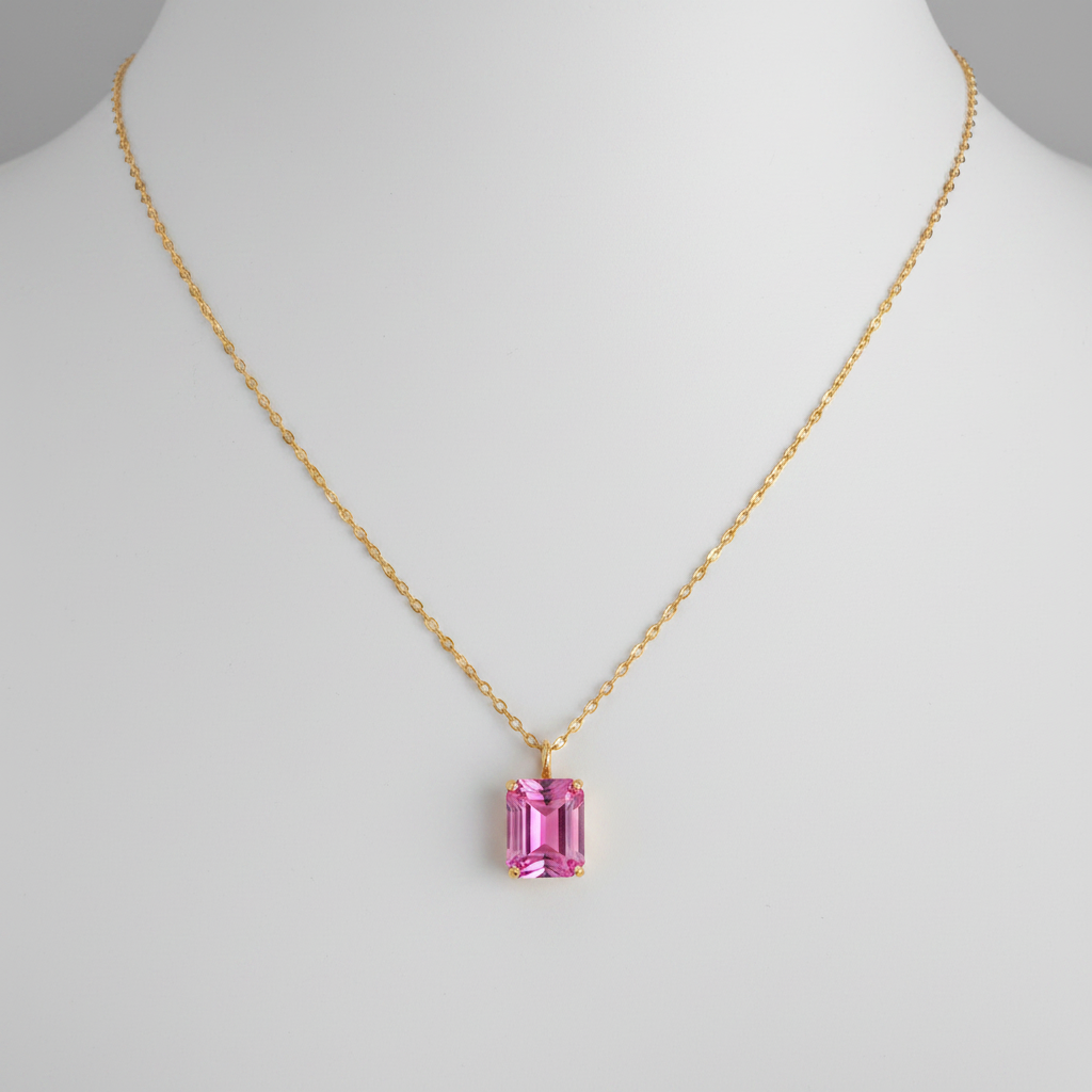COLLAR ORO PIEDRA ROSA