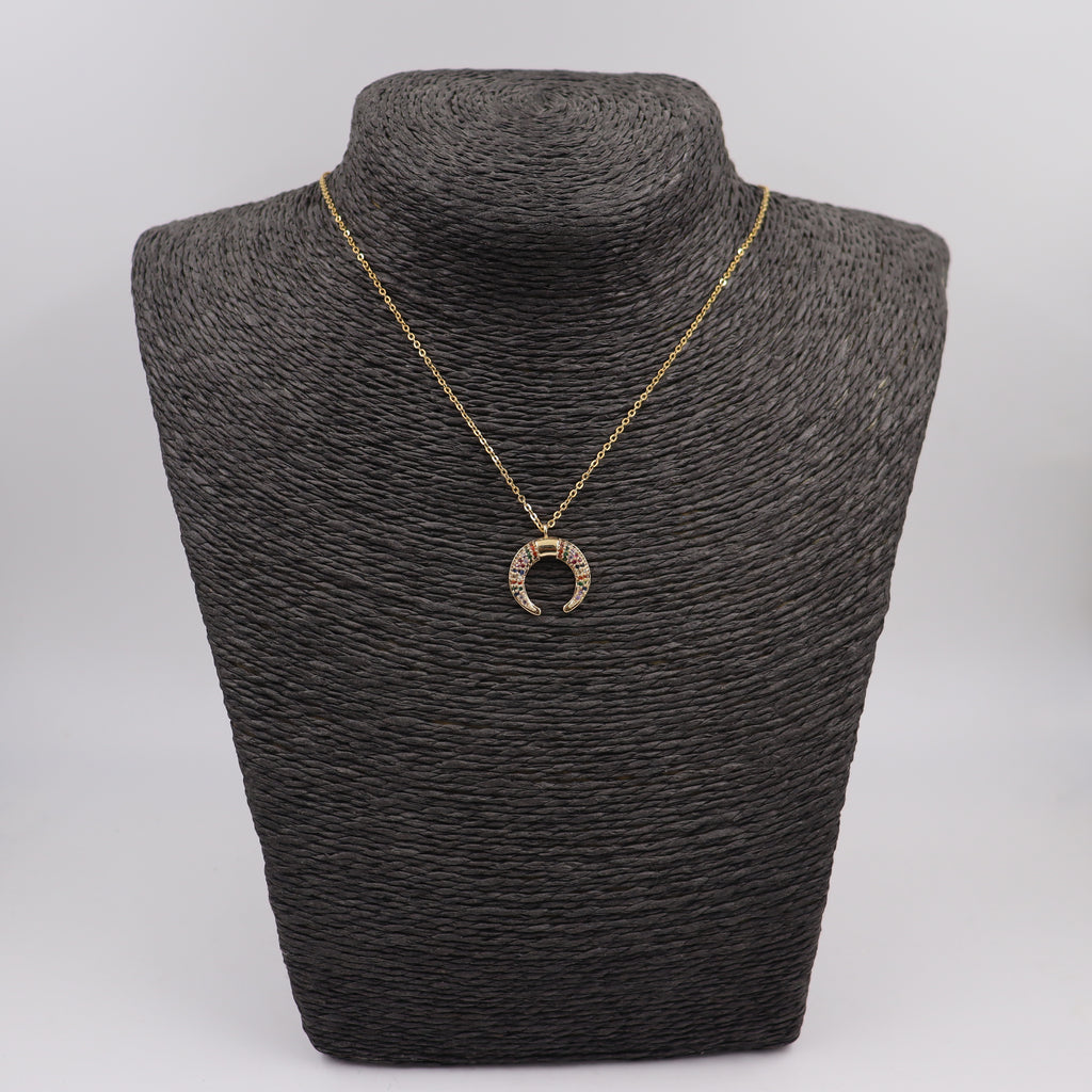 COLLAR CUERNOS CON PIEDRAS MULTICOLOR