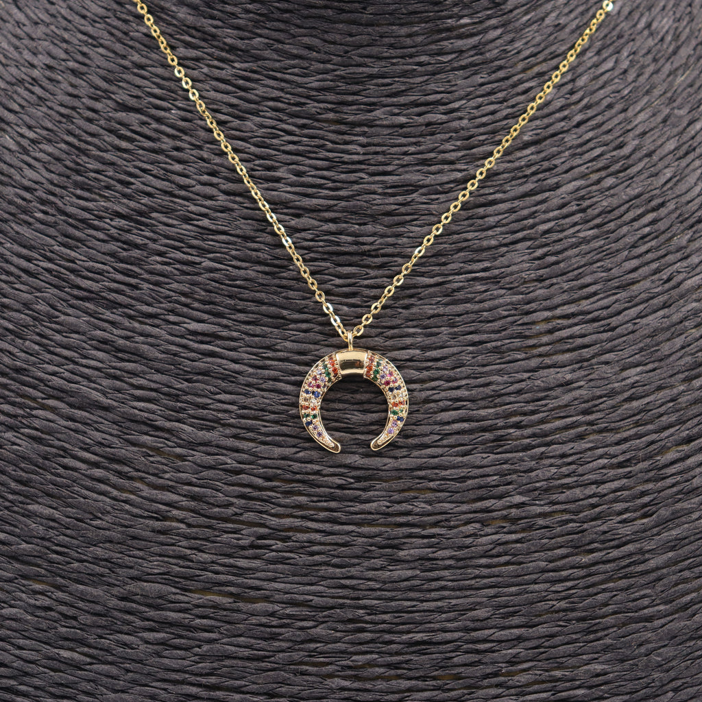 COLLAR CUERNOS CON PIEDRAS MULTICOLOR