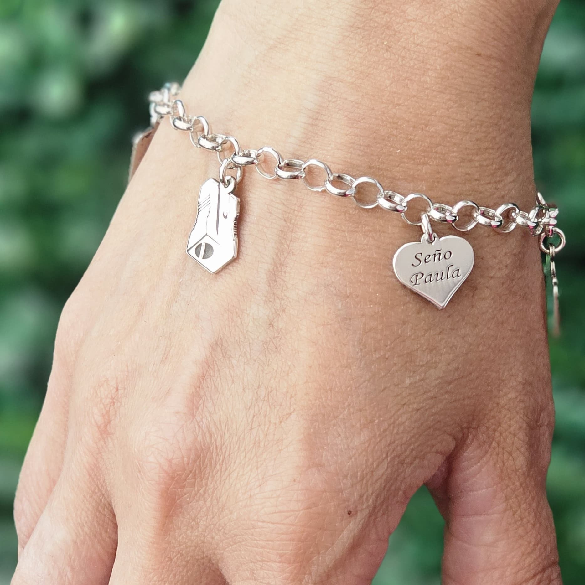 PULSERA PROFESORES PLATA DE LEY COLGANTES