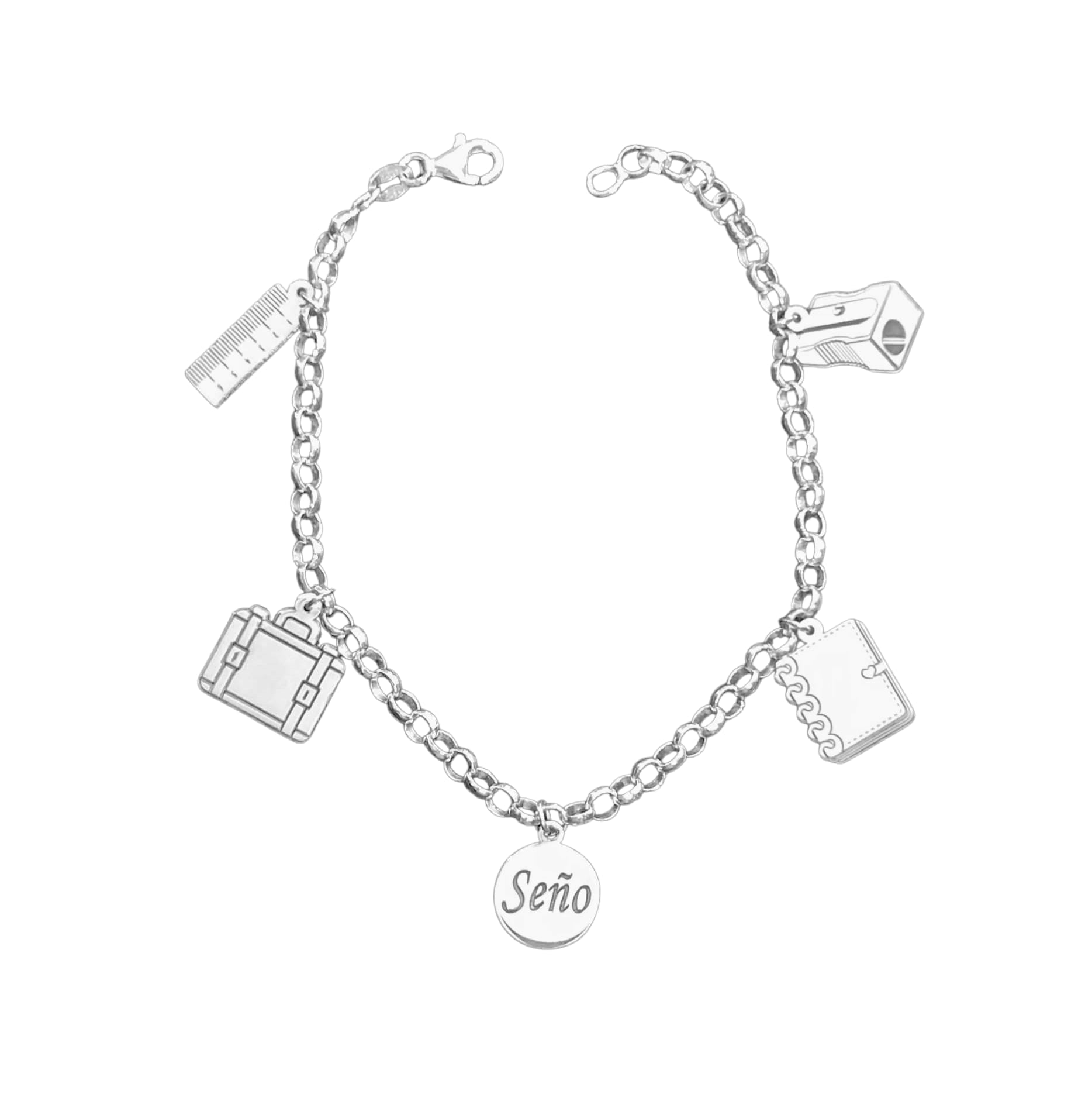 PULSERA PROFESORES PLATA DE LEY COLGANTES