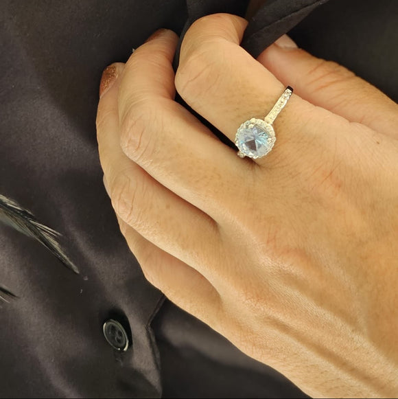 Anillo London Agua Marina Plata de Ley