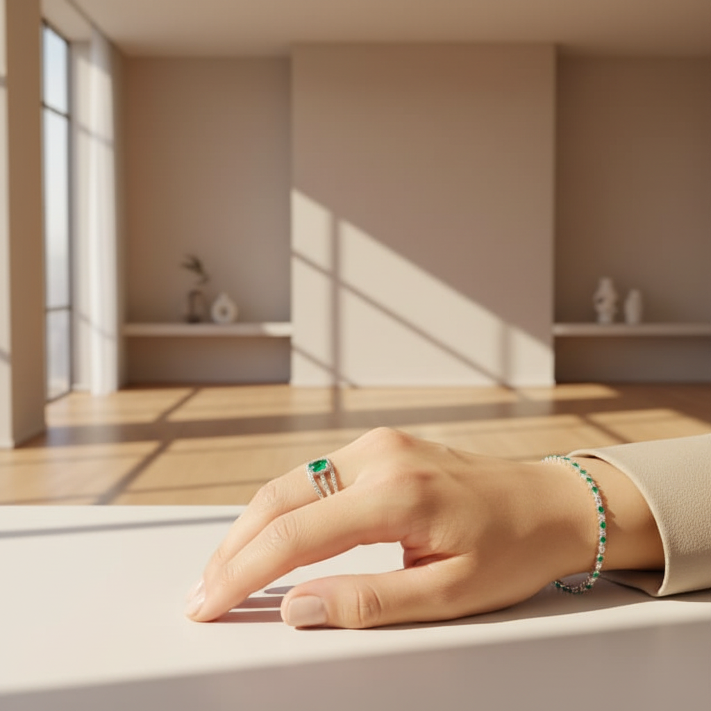 Anillo Medio Carril Combinado Plata de Ley