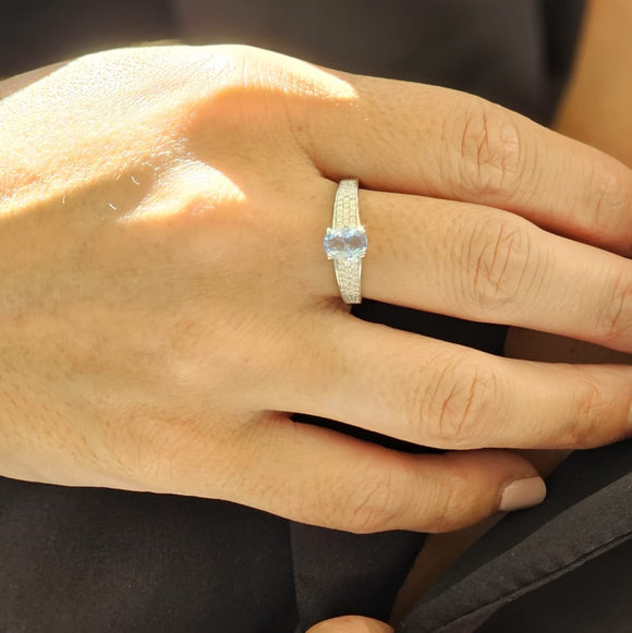 Anillo Samba Agua Marina Plata de Ley