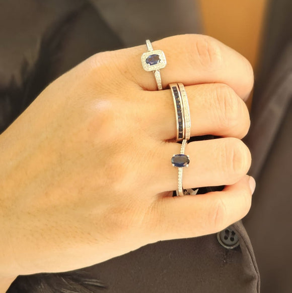Anillo Lux Zafiro Plata de Ley