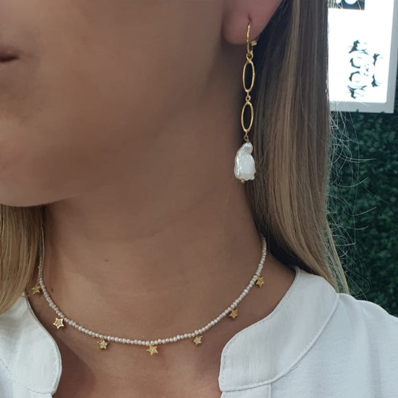 Collar micro perlas estrella MED017CL-D