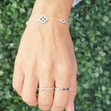 Pulsera Plata de Ley Trebol Circonitas Azules