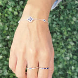 Pulsera Plata de Ley Trebol Circonitas Azules