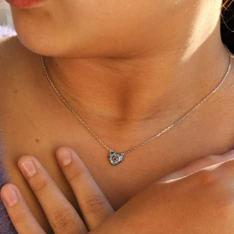 Collar Corazón Laca Azul