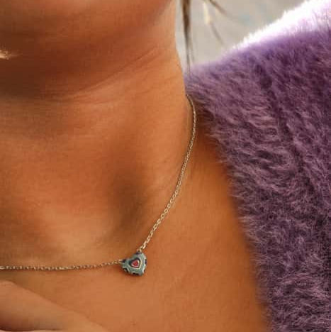 Collar Corazón Laca Azul