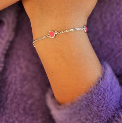 PULSERA 3 CORAZONES ROSA