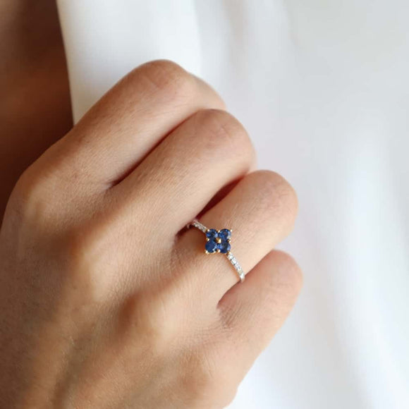 ANILLO BRILLANTES Y ZAFIROS VF009