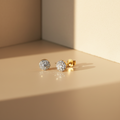 PENDIENTES MEDIA BOLA MICROCIRCONITAS ORO 18K