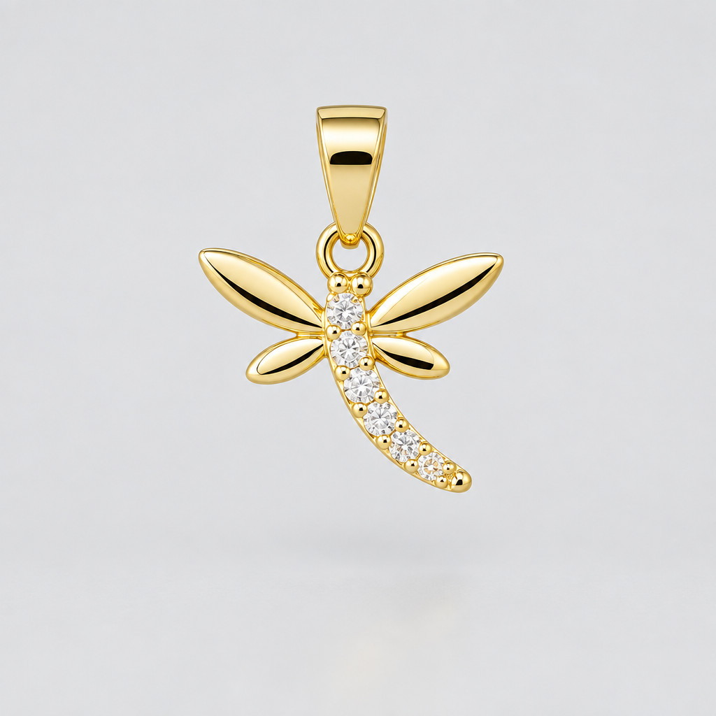 CONJUNTO LIBÉLULA BAÑO DE ORO