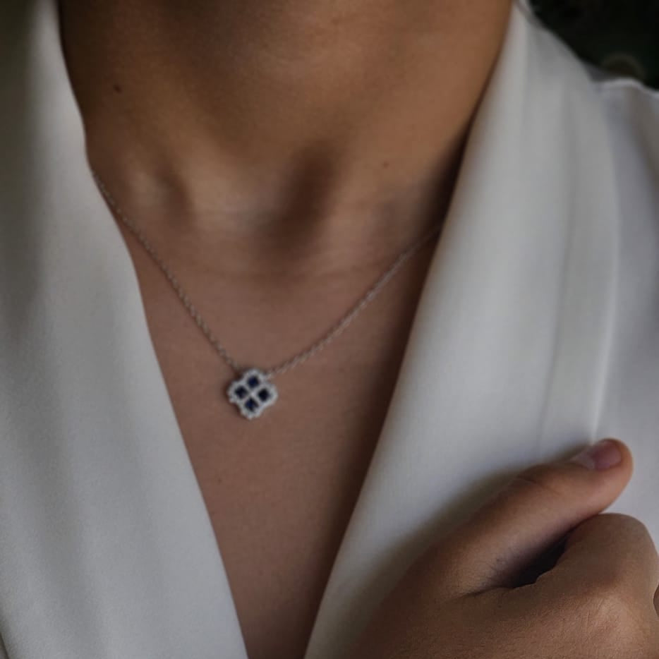 Collar Trebol Circonitas Cobinadas